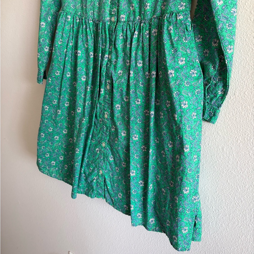 J. Crew Factory Printed Cotton Mini Shirtdress Sundress Women’s 0 Green BF854 - Picture 5 of 8